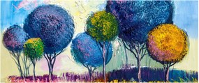 Obraz kopulovitých stromov, olejomaľba (120x50 cm)