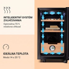 Klarstein El Presidente 23, humidor na cigary, 23 l, 45 W, dotykové ovládanie, bukové drevo, LED