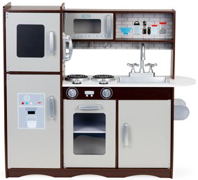 Veľká drevená kuchynka ECOTOYS s rúrou, mikrovlnkou a chladničkou