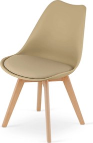 AKCIA Béžová stolička BALI MARK s bukovými nohami II. kvalita