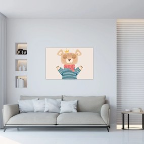 Obraz - Béžový medvedík s korunkou (90x60 cm)