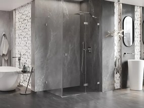 Mexen Lunar, pravostranný výklopný sprchový kút 75 x 90 cm, číre sklo, chrómový profil, 834-075-090-01-00-P