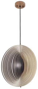 Drevený luster na lanku 1xE27/60W/230V pr. 50 cm masív/dýha/kaučukovník