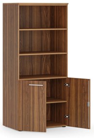 Kombinovaná kancelárska skriňa PRIMO WOOD, nízke dvere, 800 x 500 x 1781 mm, orech
