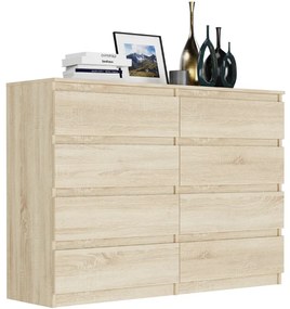 Moderná komoda s 8 šuflíkmi R-140-S8 - rôzne farebné prevedenia biela