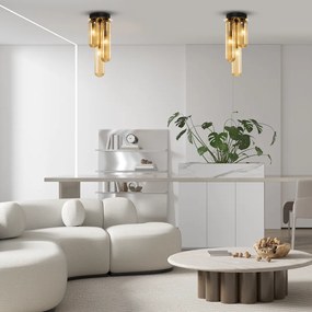 Stropné svietidlo Pax, 3x medové sklenené tienidlo, g, o