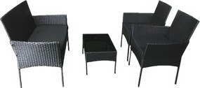 Záhradná zostava 2+1+1 THASOS, čierna