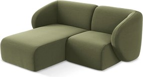 Zelená zamatová rohová pohovka (ľavý roh/s leňoškou) Lani – Makamii