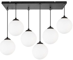 Závesné svietidlo Florence, 6x biele sklenené tienidlo, (výber z 3 farieb uchytenia)