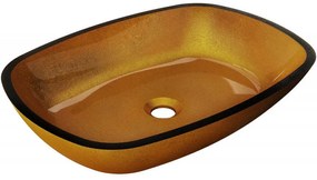 Mexen Araks, sklenené umývadlo na dosku 54 x 39,5 x 11 cm, zlatá, 24155450