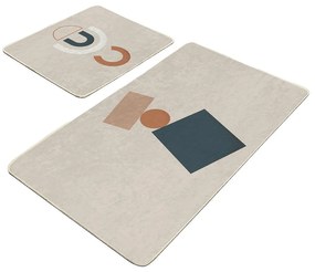 Béžové zamatové kúpeľňové predložky v súprave 2 ks 60x100 cm Geometry Shapes – Mila Home