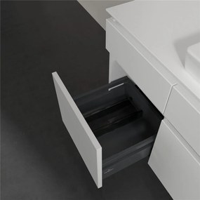 VILLEROY &amp; BOCH Legato závesná skrinka pod umývadlo (umývadlo v strede), 5 zásuviek, 1400 x 500 x 550 mm, White Matt, B68500MS