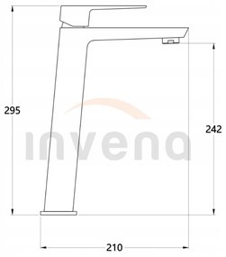 Invena Paros, vysoká umývadlová batéria, čierna matná, INV-BU-09-W04-A