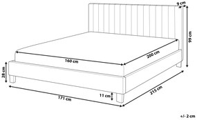 Čalúnená posteľ 160 x 200 cm svetlosivá POITIERS Beliani