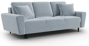 Svetlomodrá zamatová rozkladacia/s úložným priestorom pohovka 235 cm Kyoto – Cosmopolitan Design