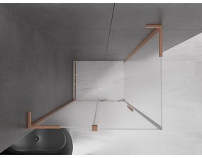 Mexen Velar L, sprchový kút s posuvnými dverami 100 x 85 cm, 8mm sklo námraza, medená matná, 871-100-085-33-65
