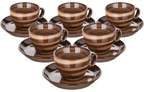 Banquet 6-dielna sada šálok s podšálkami PALAS, 90 ml, hnědá