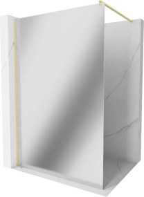 Mexen Kioto, sprchová zástena Walk-In 80 x 200 cm, 8mm sklo vzor zrkadlo, zlatý matný profil, 800-080-101-55-50