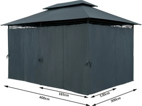 Zahradní altán Jaden 3x4 m antracitový