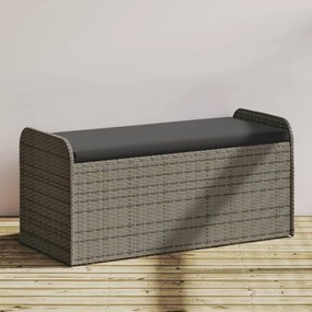 Úložná lavička s vankúšom sivá 115x51x52 cm polyratan 365728