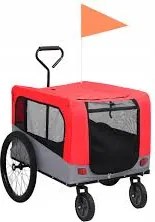 vidaXL Vozík pre domáce zvieratá na bicykel/beh 2-v-1, červeno sivý