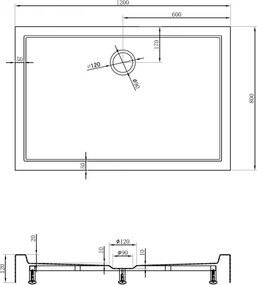 Mexen Flow+, obdĺžniková sprchová vanička 120 x 80 cm, biela lesklá, 46R108012H