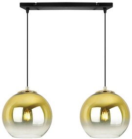 Závesné svietidlo Bergen Gold, 2x zlaté/transparentné sklenené tienidlo (fi 20cm)