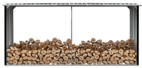 Záhradná kôlňa na drevo antracitová 330x92x153 cm galvanizovaná oceľ 47088