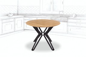 Wooded Jídelní stůl Atlanta z masivu DUB Průměr stolu: 120 cm, Hrana stolu: Švýcarská (zkosená), Barva kovu: Černá