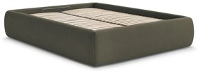 Tmavozelená čalúnená dvojlôžková posteľ s úložným priestorom/bez čela s roštom 180x200 cm Inera – Bobochic Paris