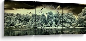 Obraz vodnej plochy (s hodinami) (90x30 cm)