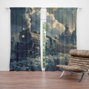 Sablio Záves Parná lokomotíva v zasneženom meste: 2ks 140x250cm