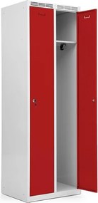 Kovová šatníková skriňa Trestles SS2M 1800x600x500 mm, 2 oddiely, červené dvere Podnož: nožičky, Zámok: otočný