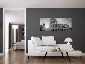 Obraz - Koloseum v Ríme, čiernobiele (120x50 cm)