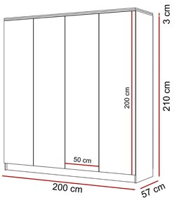 ŠATNÍKOVÁ SKRIŇA NESSIE BIELÝ LESK 4D ZRKADLÁ