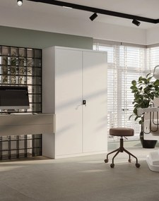 JAN II kovová kancelárska skriňa: biela 115x185 cm (1004)