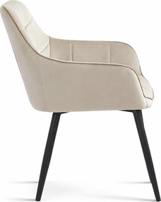 Jedálenské kreslo VARSI VELVET s čiernymi nohami, béžové