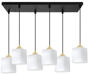 Závesné svietidlo Riffle Square, 6x biele sklenené tienidlo, b/g