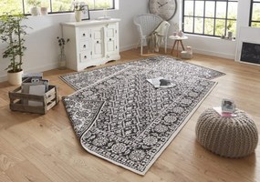 NORTHRUGS - Hanse Home koberce Kusový koberec Twin-Wendeteppiche 103113 schwarz creme – na von aj na doma - 160x230 cm