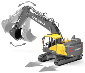 Veľký bager VOLVO 3 v 1 na diaľkové ovládanie - 3 hroty RC0495