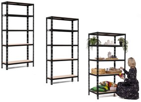 Balíček 3xSUPER EKO HIT - Policový regál Trestles RNDU-KUI 1800x900x600, nosnosť 875 kg, 5 políc Farba: čierna