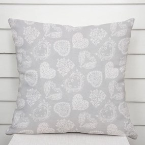 Biante Dekoračná obliečka na vankúš PML-071 Srdce s ornamentami na sivom 30 x 50 cm