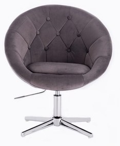 LuxuryForm DESIGN Kreslo VERA VELUR na striebornom kríži - tmavo šedé