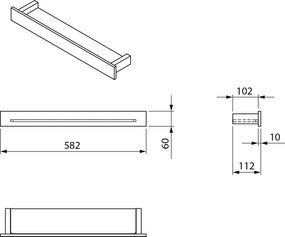 Sapho Sapho, PATRON polica s hrazdou 58cm, biela, PX582W