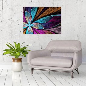 Sklenený obraz - Abstrakcia, kvetina (70x50 cm)