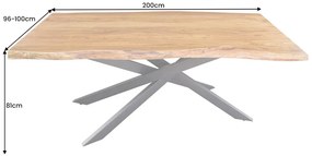 Jedálenský stôl MAMMUT 200 cm akáciové drevo 60 mm prírodná hnedá