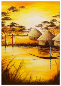 Gario Ručne maľovaný obraz Africká dedina Rozmery: 70 x 100 cm