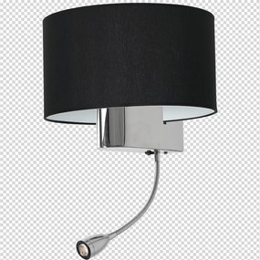 EUlight Nástenné svietidlo Napoli, 1x čierne textilné tienidlo + 1xLED 1w, ch