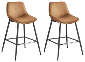 Set dvoch barových stoličiek 2ks – karamelovo hnedá ekokoža 62 cm