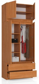 Šatníková skriňa s nadstavbou S90 2 dvierka 2 zásuvky jelša